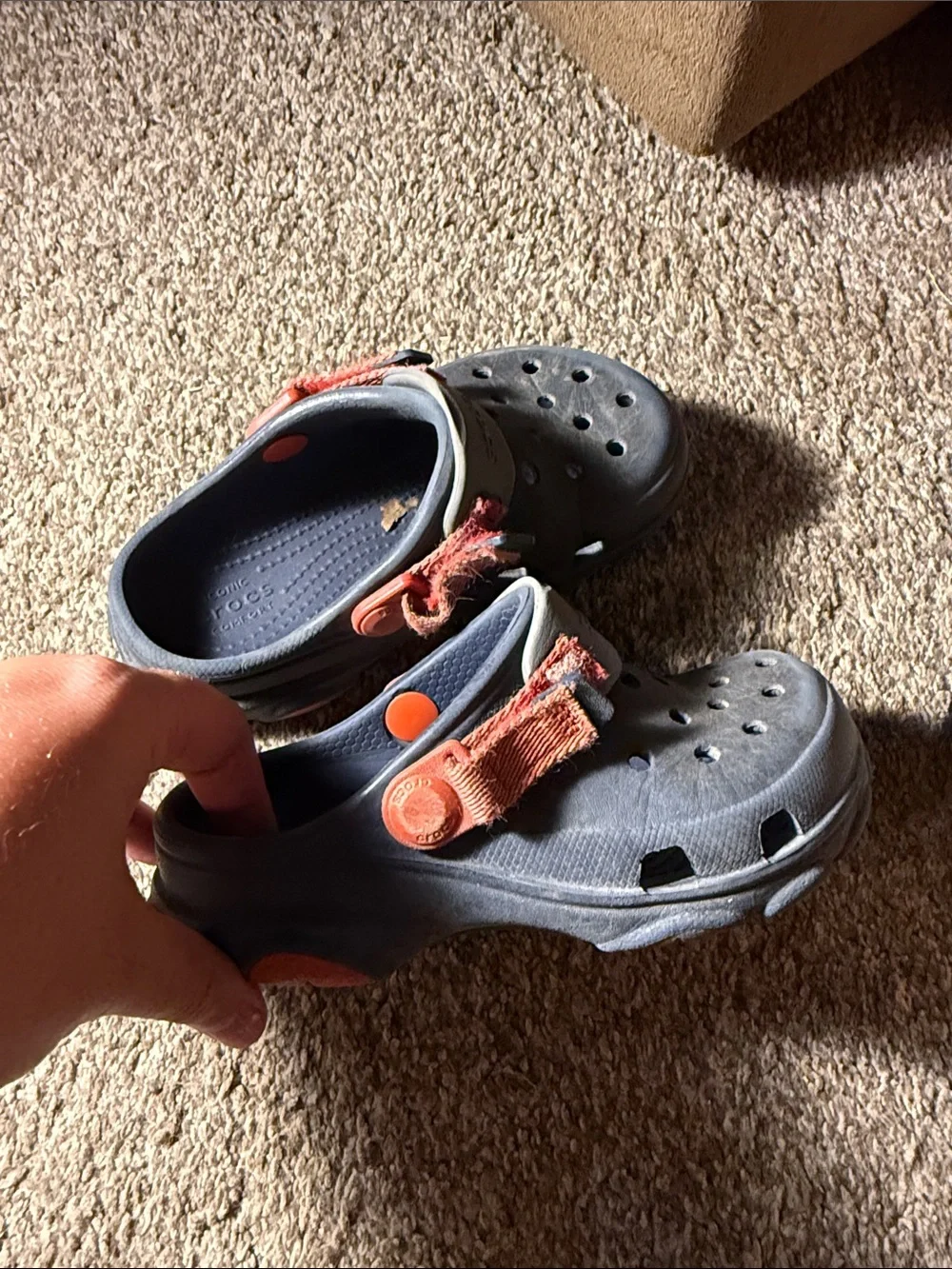 CROCS Kids Navy Clogs with Red Accent Strap